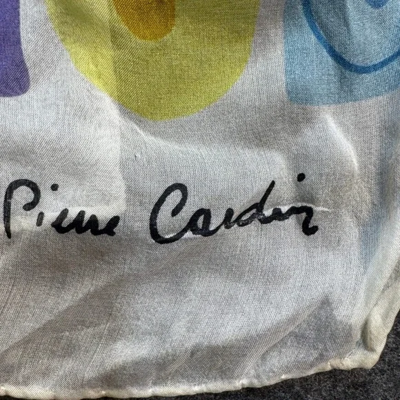 Pierre Cardin Vintage 100% Silk Scarf Geometric Floral Multicolor Made in France - Picture 3 of 5
